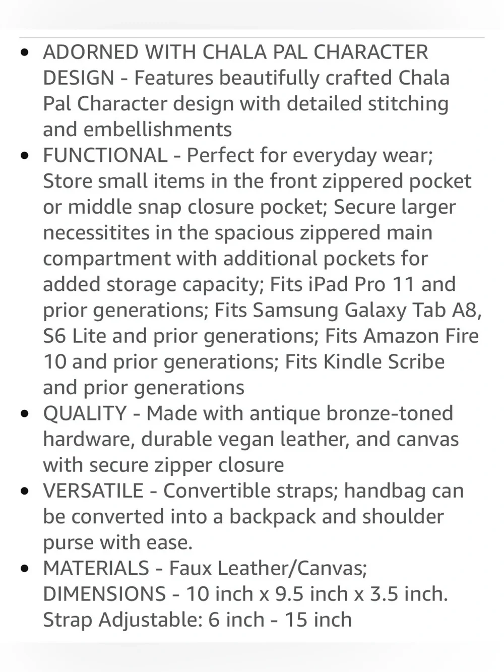 CHALA convertible backpack purse